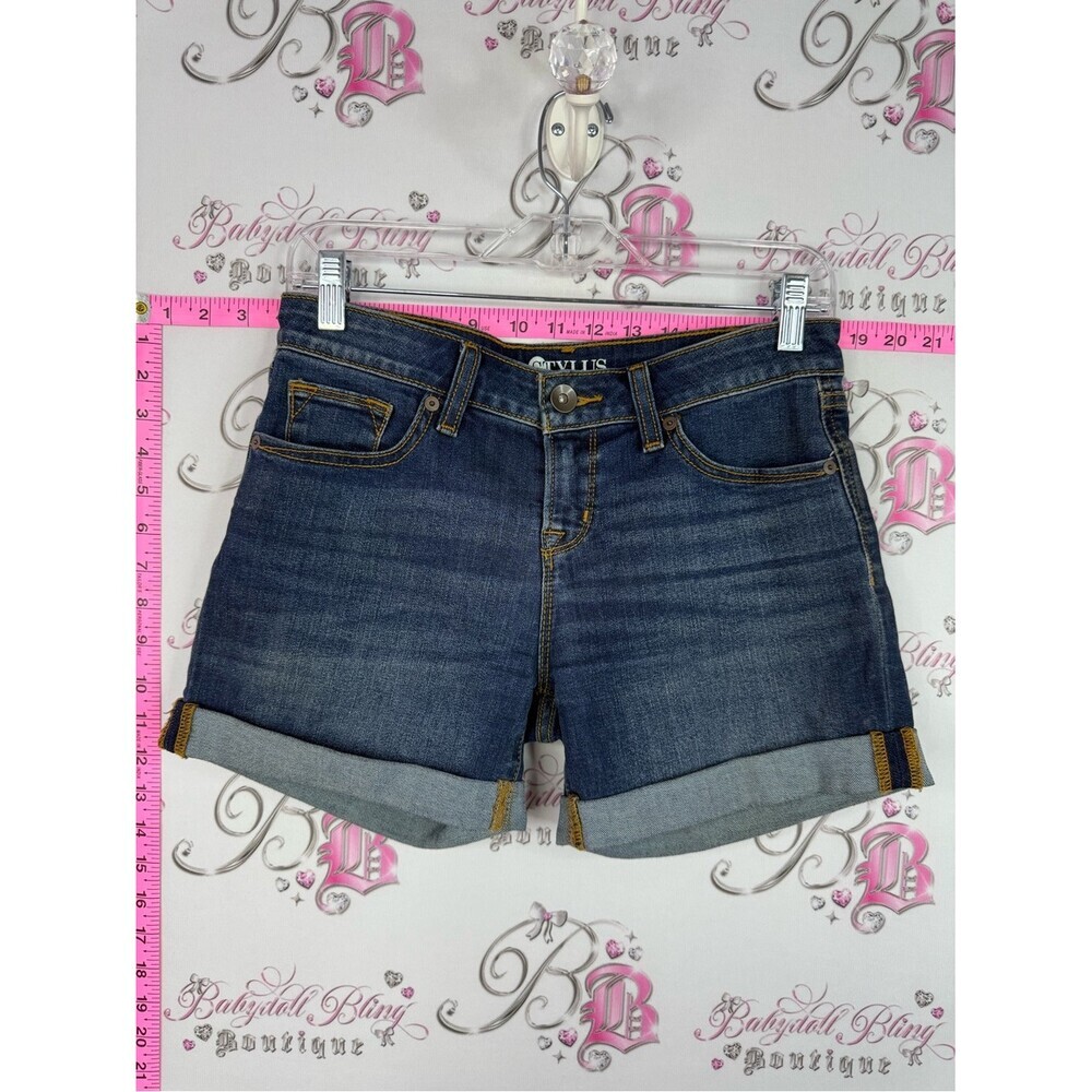 STYLUS shorts Dark Blue Cuffed Jean Shorts